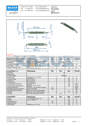 MK23-52-D-2_DE datasheet - (deutsch) MK Reed Sensor