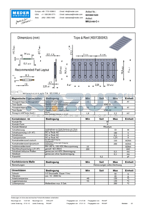 MK23-66-C-1_DE datasheet - (deutsch) MK Reed Sensor