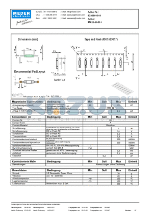 MK23-80-B-1_DE datasheet - (deutsch) MK Reed Sensor