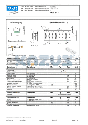 MK23-80-C-1 datasheet - MK Reed Sensor