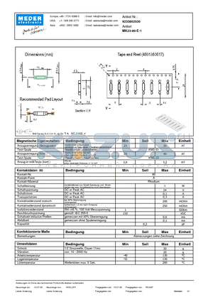 MK23-80-E-1_DE datasheet - (deutsch) MK Reed Sensor