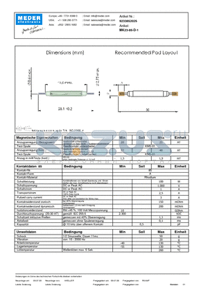 MK23-85-D-1_DE datasheet - (deutsch) MK Reed Sensor