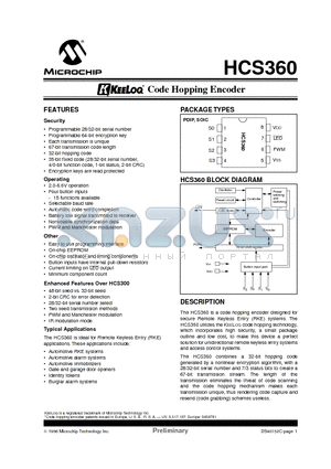 HCS360-P datasheet - KEELOQ CODE HOPPING ENCODER