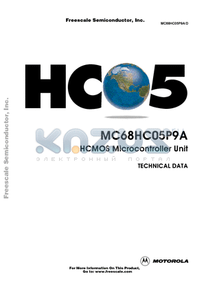 MC68HC05P9ADW datasheet - HCMOS Microcontroller Unit