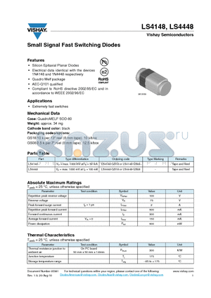 LS4148 datasheet - Small Signal Fast Switching Diodes