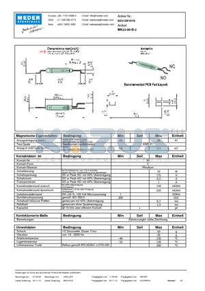 MK23-90-B-2_DE datasheet - (deutsch) MK Reed Sensor