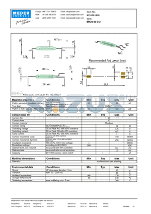 MK23-90-C-2 datasheet - MK23 Reed Sensors