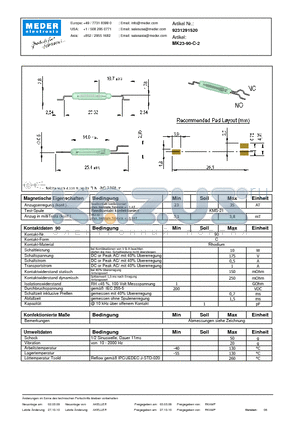 MK23-90-C-2_DE datasheet - (deutsch) MK Reed Sensor
