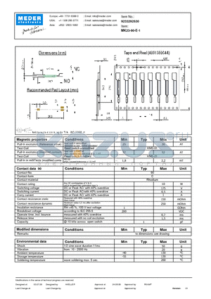 MK23-90-E-1 datasheet - MK Reed Sensor