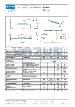 MK23-90-G-2 datasheet - MK Reed Sensor