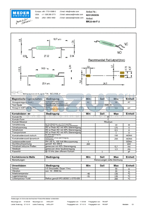 MK23-90-F-2_DE datasheet - (deutsch) MK Reed Sensor