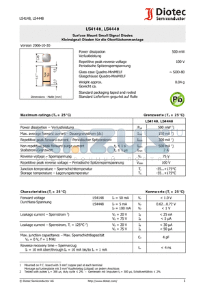 LS4448 datasheet - Surface Mount Small Signal Diodes