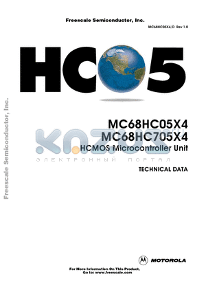 MC68HC05X4 datasheet - HCMOS Microcontroller Unit