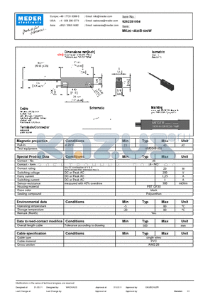 MK26-1A35B-500W datasheet - MK Reed Sensor