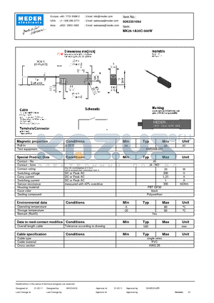 MK26-1A35C-500W datasheet - MK Reed Sensor