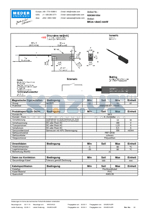 MK26-1A66C-500W_DE datasheet - (deutsch) MK Reed Sensor