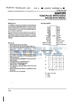 GM6390 datasheet - TONE/PULSE SWITCHABLE DIALER WITH REDIAL
