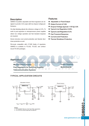 GM6603-1.5TA3R datasheet - 3.0A LOW DROPOUT PRECISION LINEAR REGULATORS