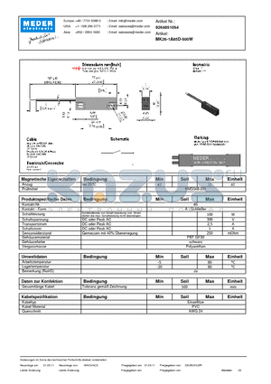 MK26-1A85D-500W_DE datasheet - (deutsch) MK Reed Sensor