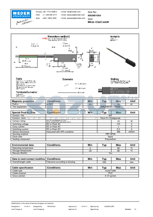 MK26-1C90C-500W datasheet - MK Reed Sensor