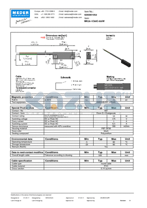 MK26-1C90E-500W datasheet - MK Reed Sensor