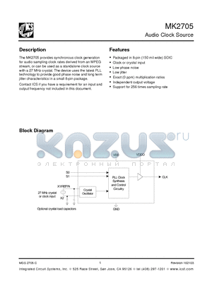 MK2705 datasheet - Audio Clock Source