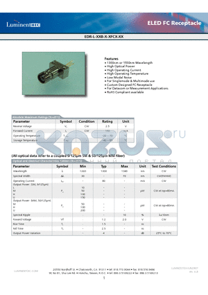 EDR-L-30B-H-SFCF datasheet - ELED FC Receptacle