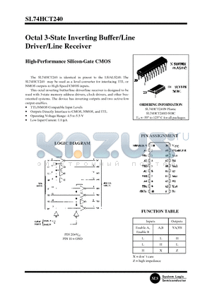 HCT240 datasheet - Octal 3-State Inverting Buffer/Line Driver/Line Receiver(High-Performance Silicon-Gate CMOS)