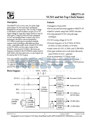 MK2771-13S datasheet - VCXO and Set-Top Clock Source