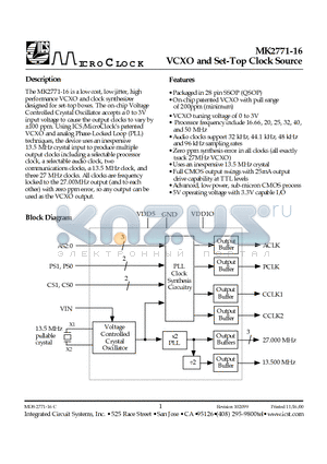 MK2771-16 datasheet - VCXO and Set-Top Clock Source