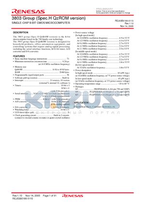 M38039G4H-XXXKP datasheet - SINGLE-CHIP 8-BIT CMOS MICROCOMPUTER