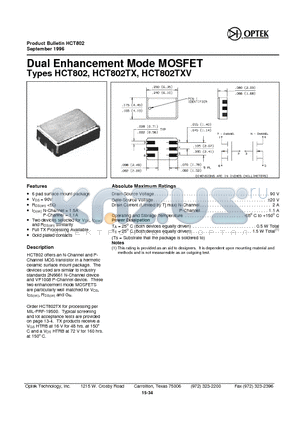 HCT802 datasheet - Dual En hance ment Mode MOSFET