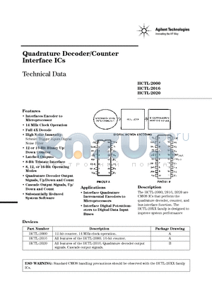 HCTL-2000 datasheet - Quadrature Decoder/Counter Interface ICs