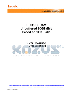 HMT112S6TFR8C-G7 datasheet - 204pin DDR3 SDRAM SODIMM