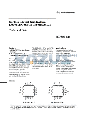 HCTL-2020 datasheet - Surface Mount Quadrature Decoder/Counter Interface ICs