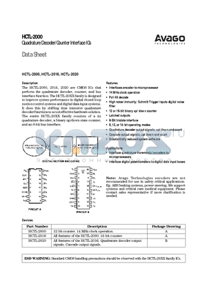 HCTL-2020 datasheet - Quadrature Decoder/Counter Interface ICs