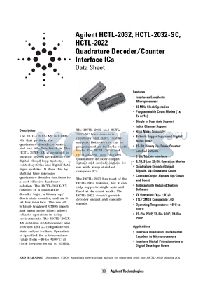 HCTL-2022 datasheet - Quadrature Decoder/Counter Interface ICs