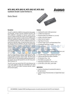 HCTL-2022 datasheet - Quadrature Decoder/ Counter Interface ICs