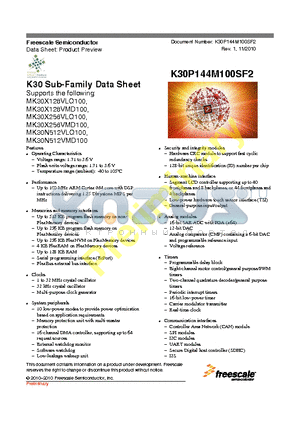 MK30N512VLQ100 datasheet - K30 Sub-Family Data Sheet