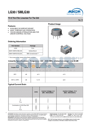 MAHY-008743-0CLG30 datasheet - TO-8 Thin-Film Linearizer For The G30