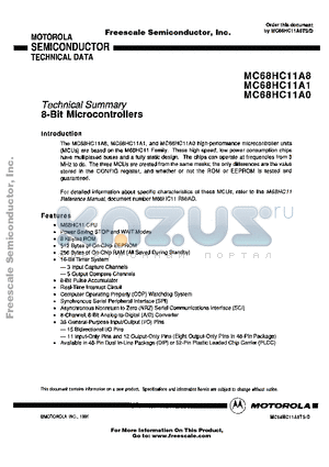 MC68HC11A1FN datasheet - 8-Bit Microcontrollers