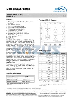 MAIA-007851-0001TB datasheet - Transmit Module for RFID 850-960 MHz