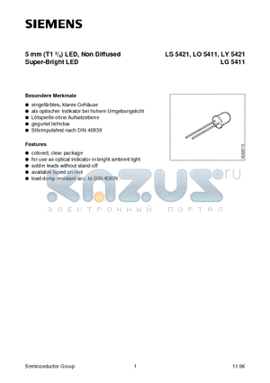 LS5421-NR datasheet - 5 mm T1 3/4 LED, Non Diffused Super-Bright LED