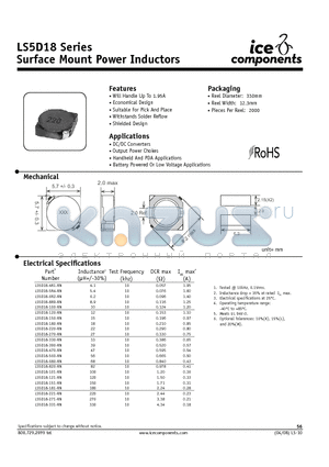 LS5D18-220-RN datasheet - Surface Mount Power Inductors