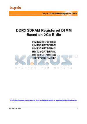 HMT325R7BFR8C-H9 datasheet - 240pin DDR3 SDRAM Registered DIMM