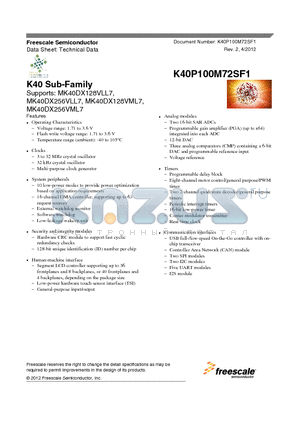 MK40DX128VML7 datasheet - K40 Sub-Family