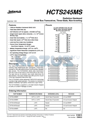 HCTS245D datasheet - Radiation Hardened Octal Bus Transceiver, Three-State, Non-Inverting