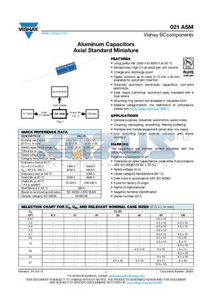 MAL202123102E3 datasheet - Aluminum Capacitors Axial Standard Miniature