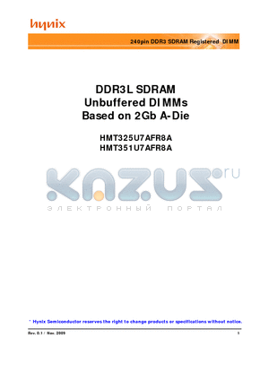 HMT351U7AFR8A-H9 datasheet - 240pin DDR3 SDRAM Registered DIMM