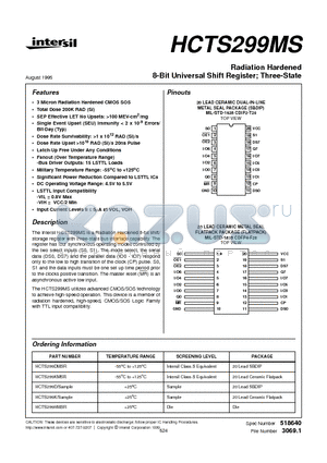 HCTS299KMSR datasheet - Radiation Hardened 8-Bit Universal Shift Register; Three-State